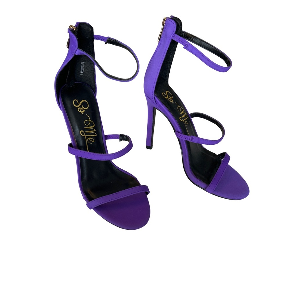 So Me Purple Stiletto Heels Elegant Strappy Design